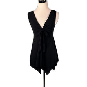Y2K Babydoll Whimsigoth Top Fairy Grunge Black Mesh Handkerchief Hem Sleeveless